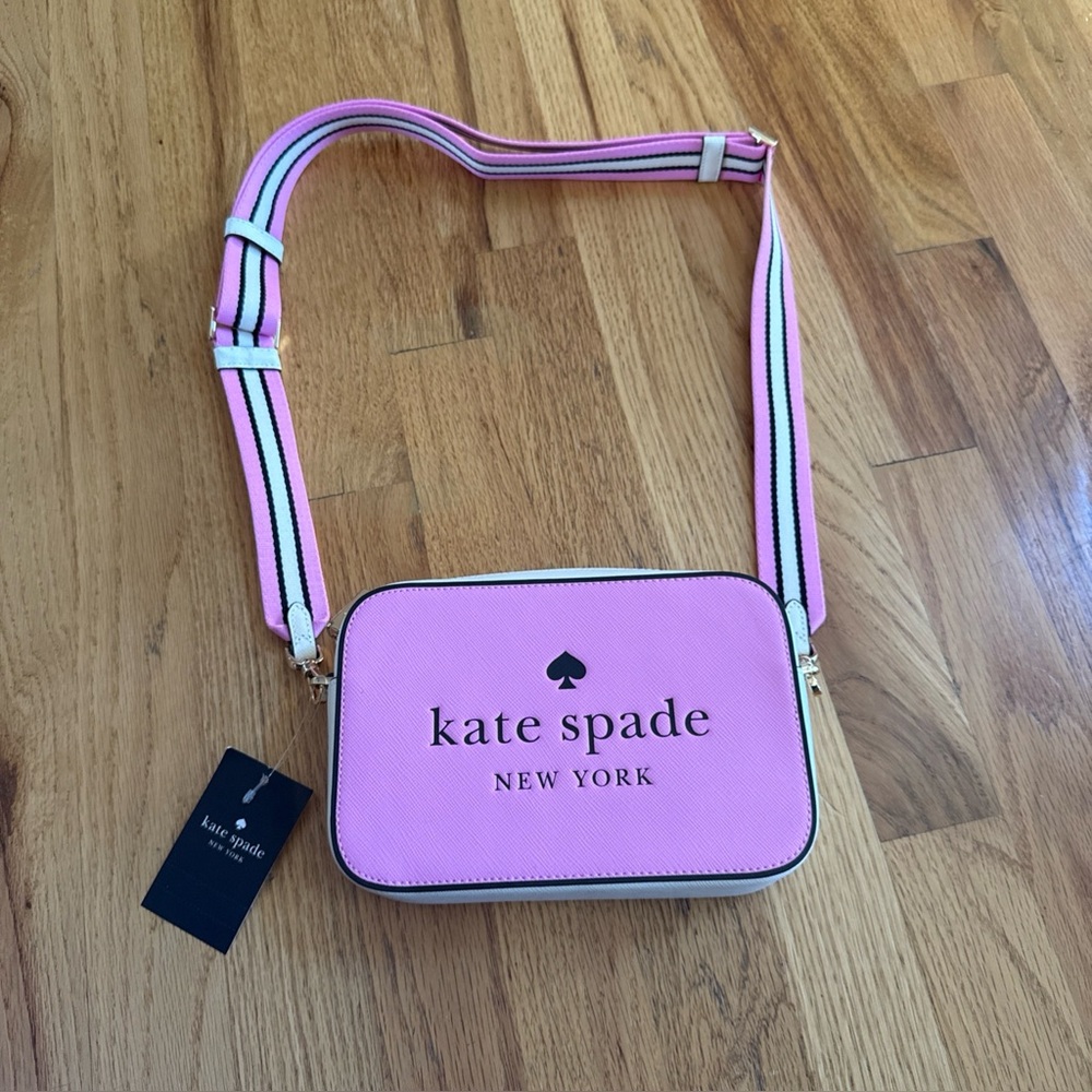 KATE SPADE Surf Pink Saffiano Mini Camera Bag Crossbody NWT